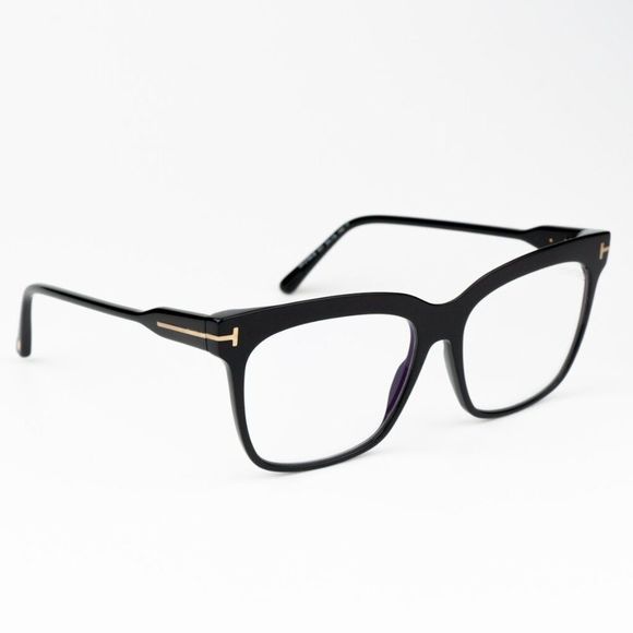 NEW Tom Ford FT5768-B 001 Shiny Black Blue Block Square Women Eyeglasses TF 5768 - Picture 5 of 10